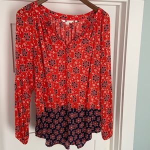 Boden Maya floral printed orange blouse